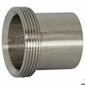 Dixon Light Wall Tank Ferrule, 1-1/2 in Nominal, Thread Beveled Seat End Style, 304 Stainless Steel 15WL-G150